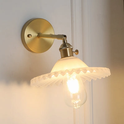 Vintage Glass and Brass Wall Light