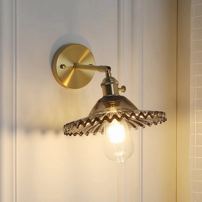 Vintage Glass and Brass Wall Light