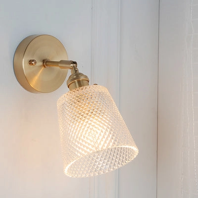 Vintage Glass and Brass Wall Light