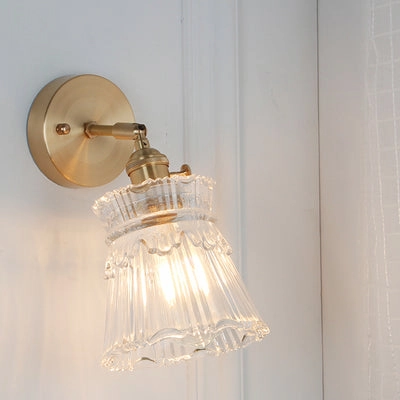 Vintage Glass and Brass Wall Light