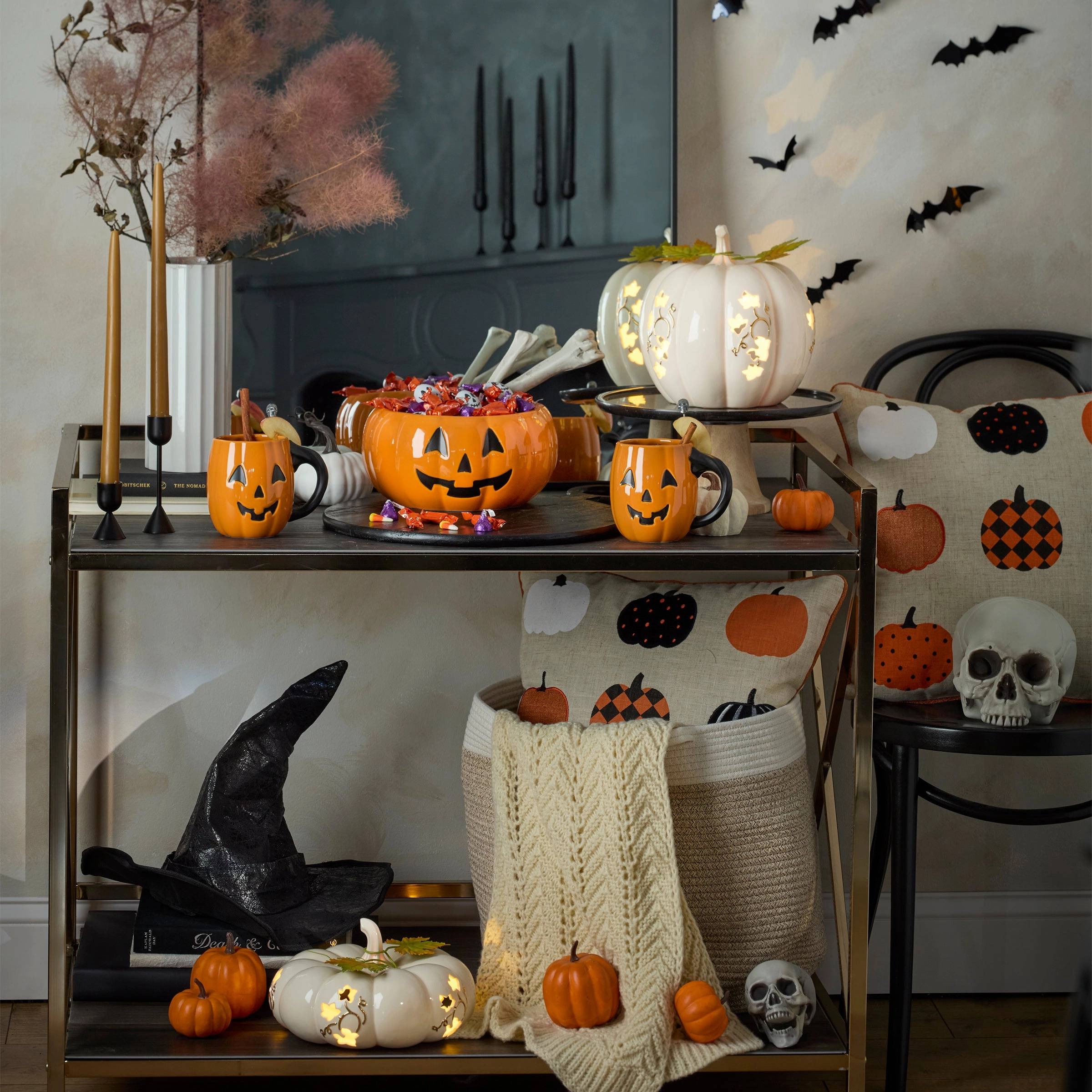 Vintage Halloween Figural Pumpkin Candy Bowl