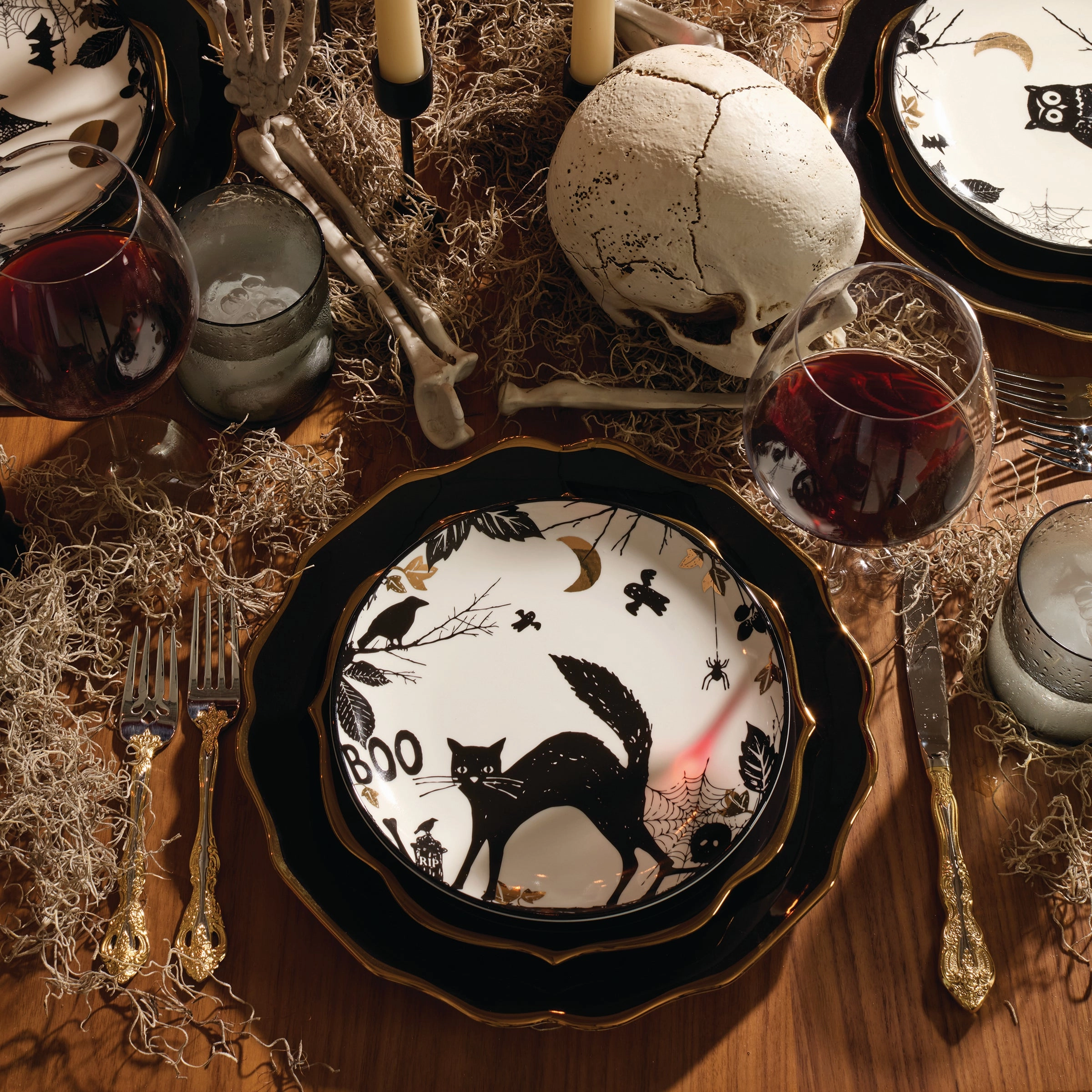 Vintage Halloween Haunted Accent Plates - Set of 4