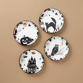 Vintage Halloween Haunted Accent Plates - Set of 4modern kitchen decor ,kitchen dinner set ,dinnerware 