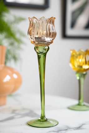 Vintage-Style Orange Glass Flower Candle Holderscented candle ,decorative candle 