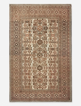 Vintage Turkish Hand-Knotted Wool Rug No. 237, 4'8" x 7'modern color block patchwork rug
