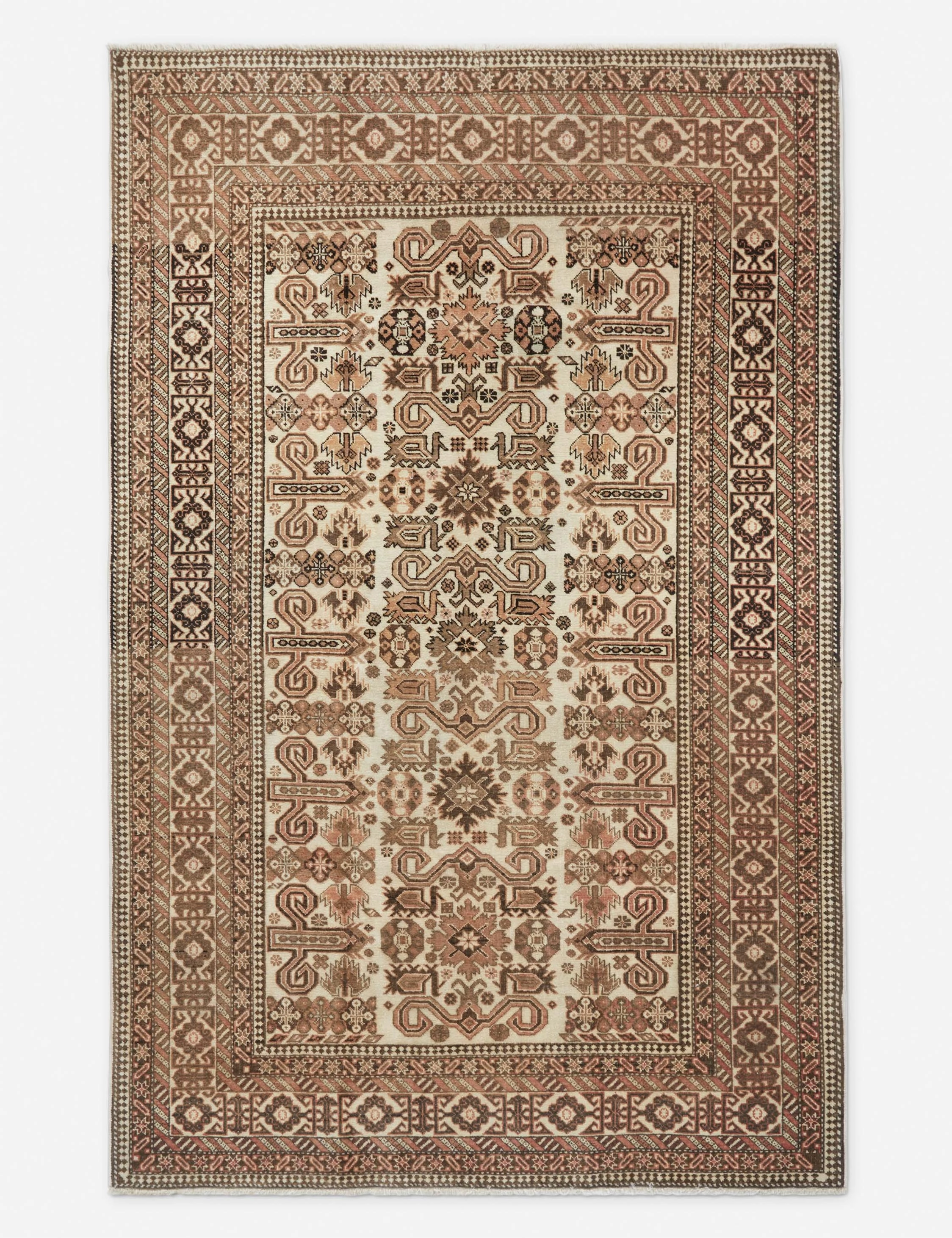Vintage Turkish Hand-Knotted Wool Rug No. 237, 4'8" x 7'modern color block patchwork rug