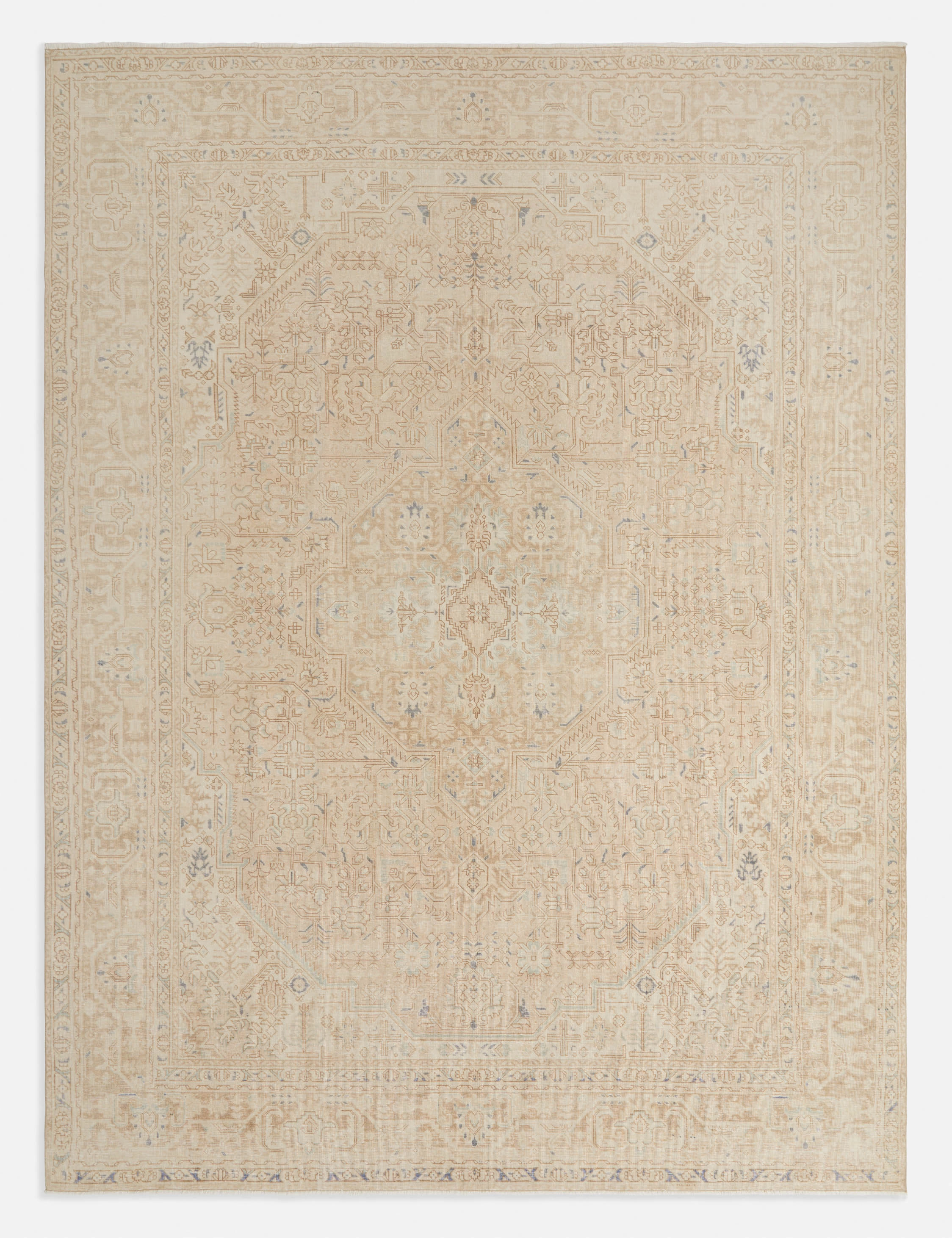Vintage Turkish Hand-Knotted Wool Rug No. 263, 9'5" x 12'8"modern color block patchwork rug