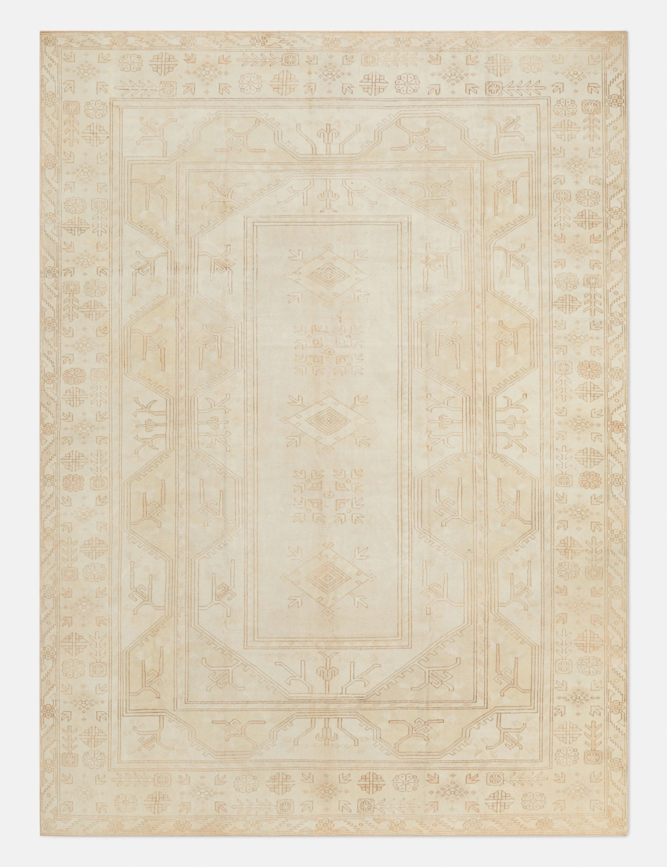 Vintage Turkish Hand-Knotted Wool Rug No. 278, 9'8" x 13'3"modern color block patchwork rug