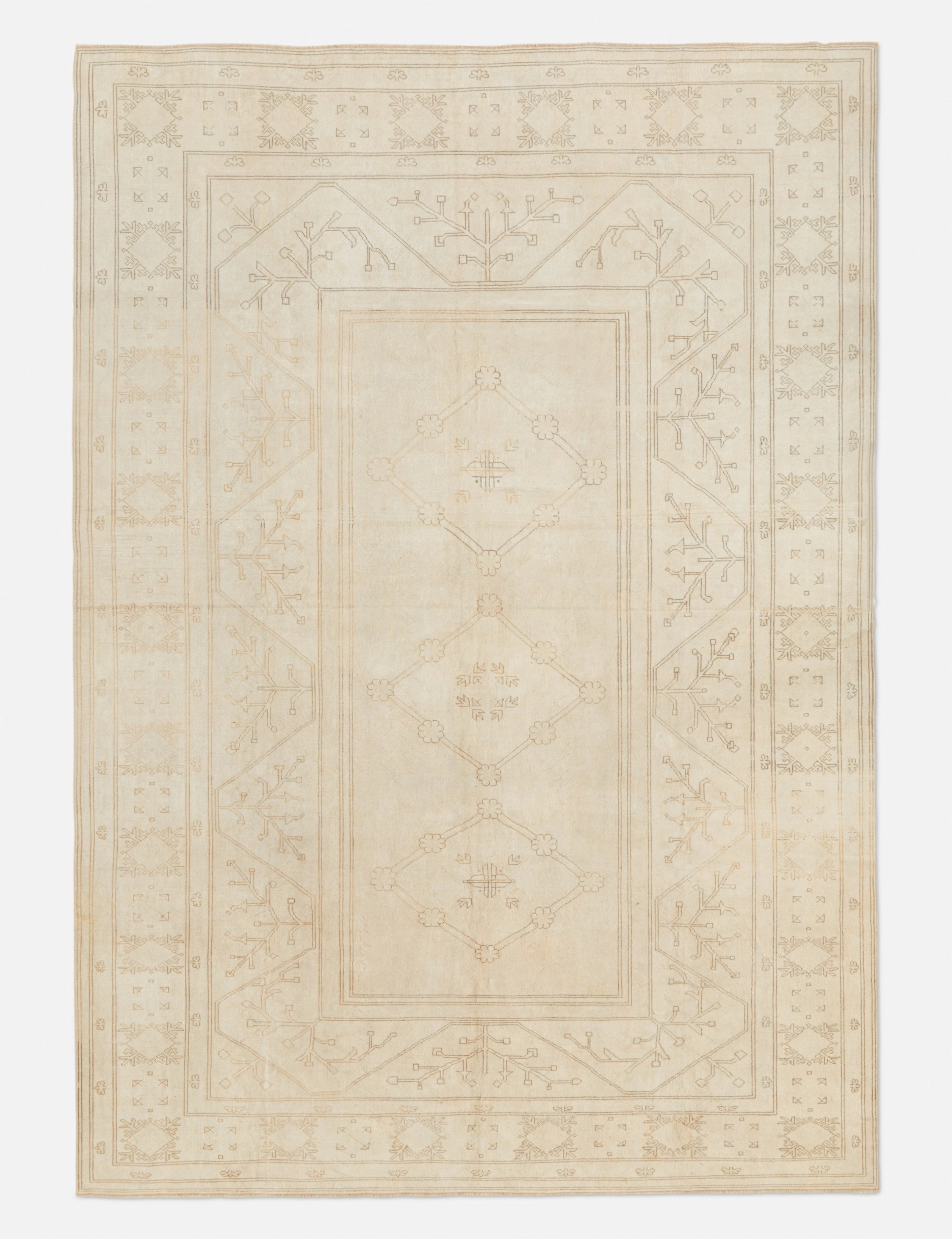 Vintage Turkish Hand-Knotted Wool Rug No. 281, 9'11" x 13'10"modern color block patchwork rug