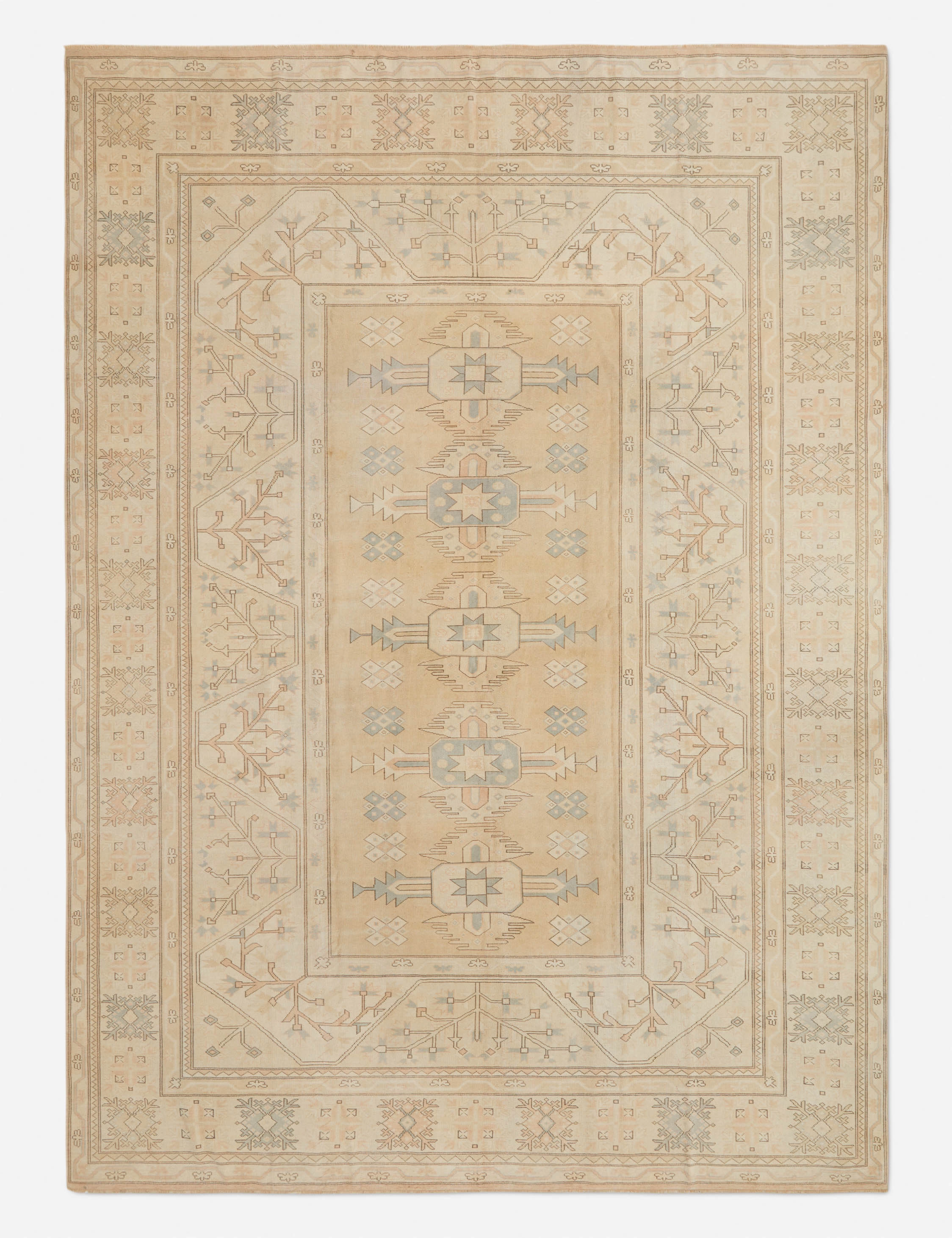 Vintage Turkish Hand-Knotted Wool Rug No. 283, 10'7" x 15'2"modern color block patchwork rug