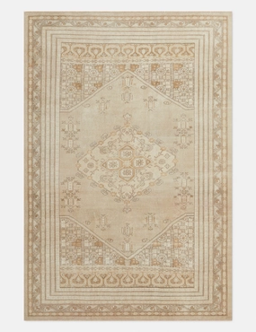 Vintage Turkish Hand-Knotted Wool Rug No. 318, 6'4" x 9'5"modern color block patchwork rug
