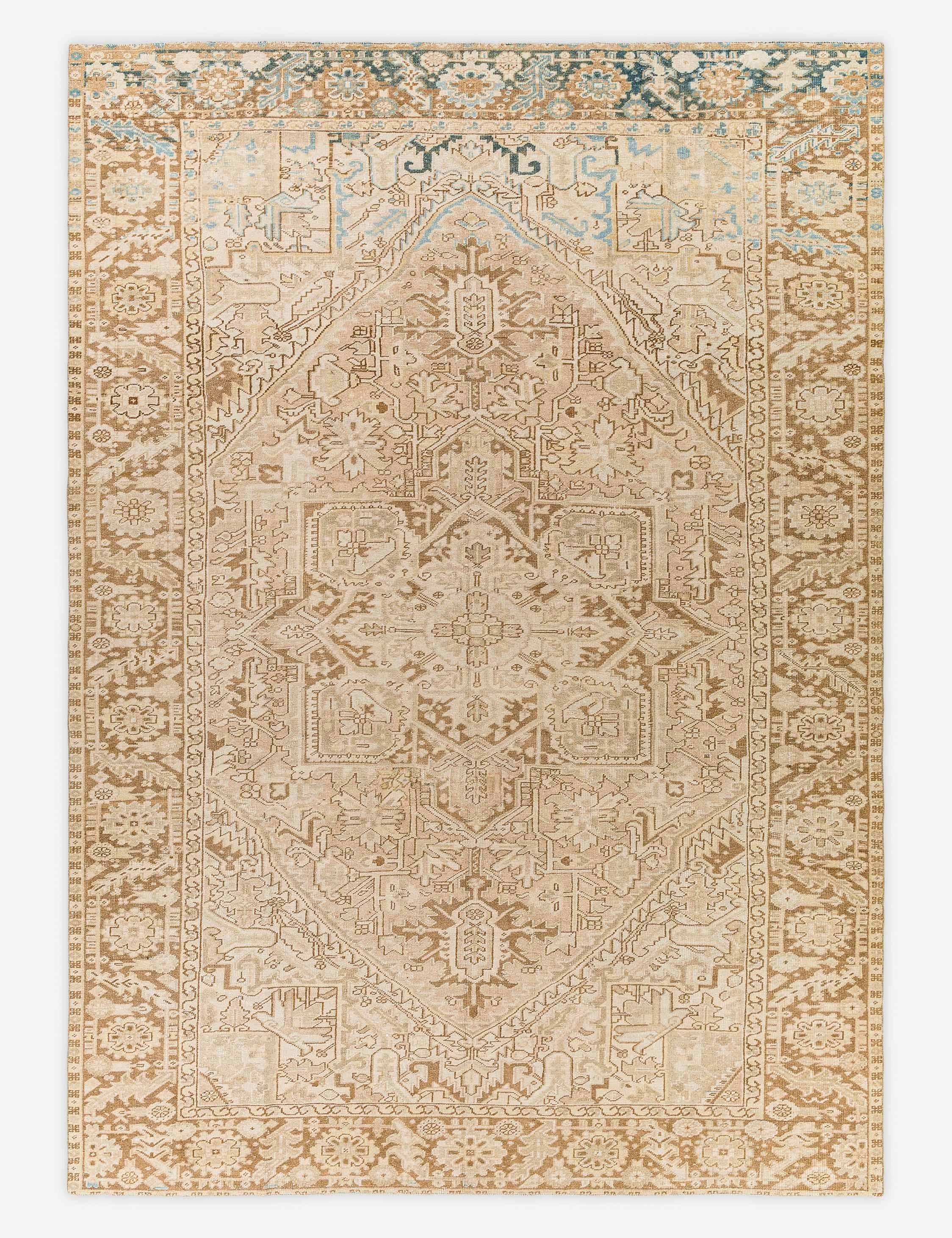 Vintage Turkish Hand-Knotted Wool Rug No. 348, 8' 4" x 11' 7"modern color block patchwork rug