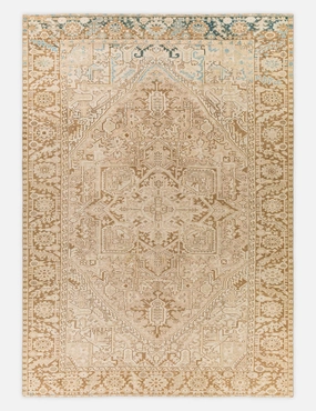 Vintage Turkish Hand-Knotted Wool Rug No. 348, 8' 4" x 11' 7"modern color block patchwork rug