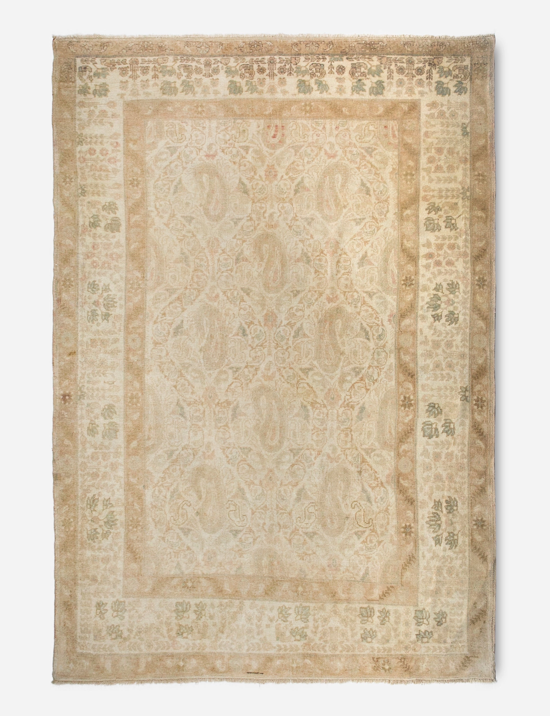 Vintage Turkish Hand-Knotted Wool Rug No. 371, 5'1" x 7'5"modern color block patchwork rug