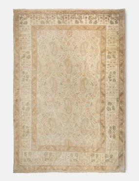 Vintage Turkish Hand-Knotted Wool Rug No. 371, 5'1" x 7'5"modern color block patchwork rug
