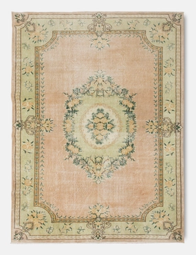 Vintage Turkish Hand-Knotted Wool Rug No. 384, 6'8" x 9'11"modern color block patchwork rug
