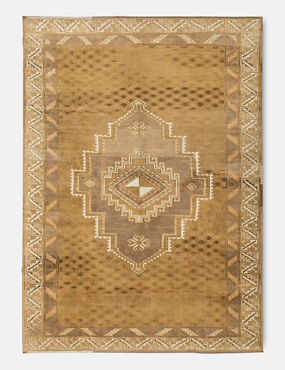 Vintage Turkish Hand-Knotted Wool Rug No. 385, 7' x 10'10"modern color block patchwork rug