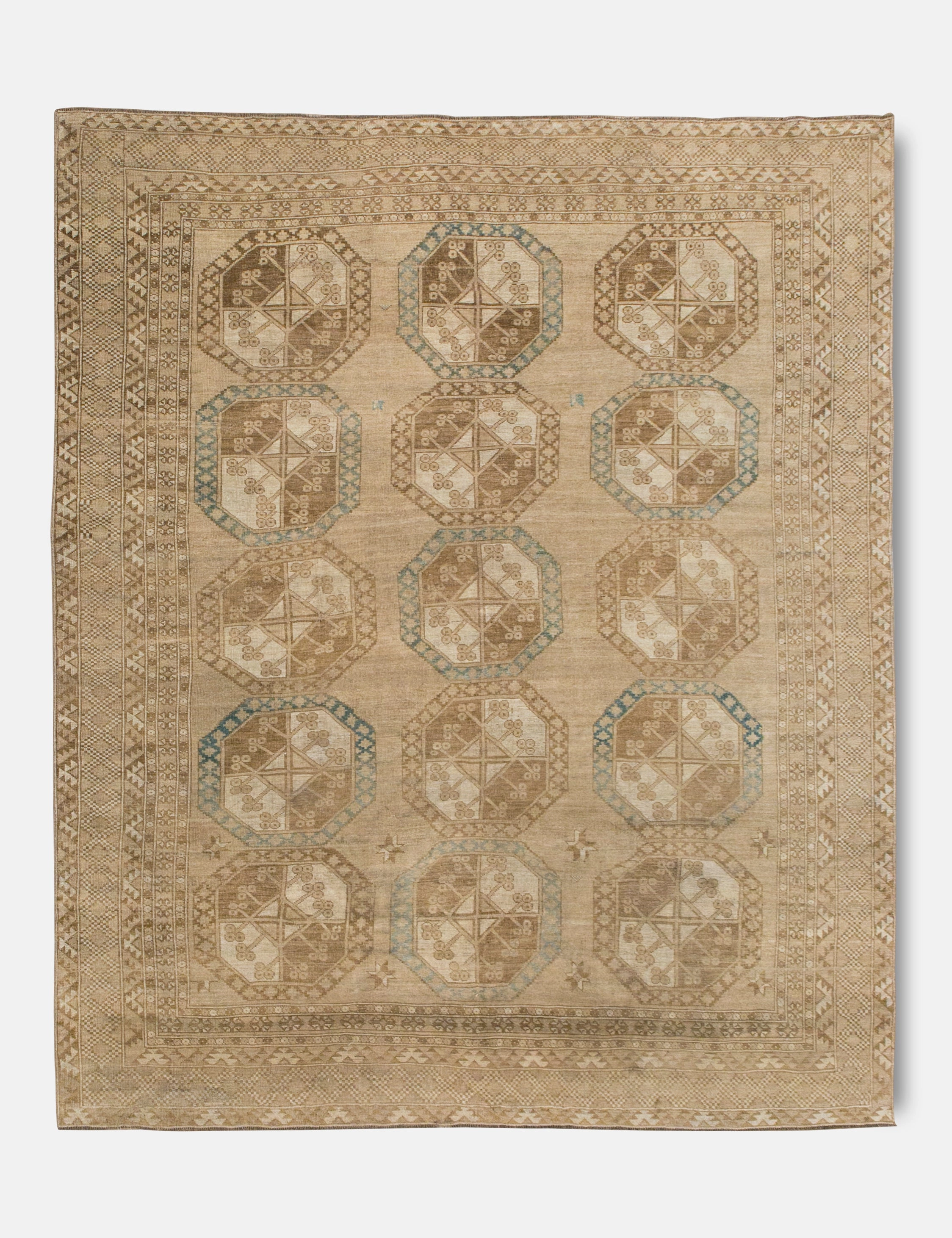 Vintage Turkish Hand-Knotted Wool Rug No. 393, 7'9" x 9'8"modern color block patchwork rug