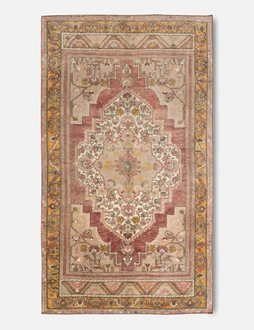 Vintage Turkish Hand-Knotted Wool Rug No. 406, 5'3" x 10'modern color block patchwork rug