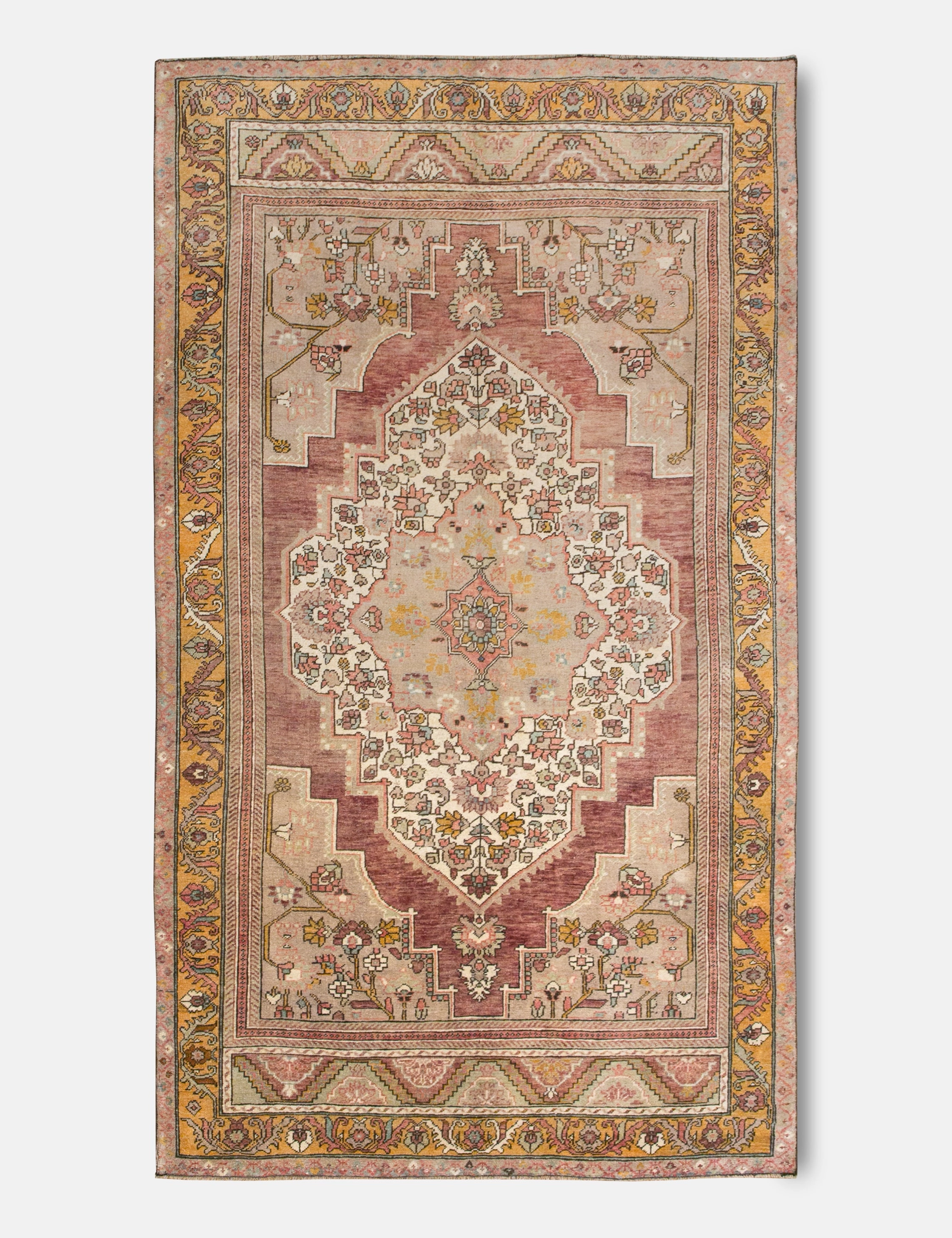 Vintage Turkish Hand-Knotted Wool Rug No. 406, 5'3" x 10'modern color block patchwork rug