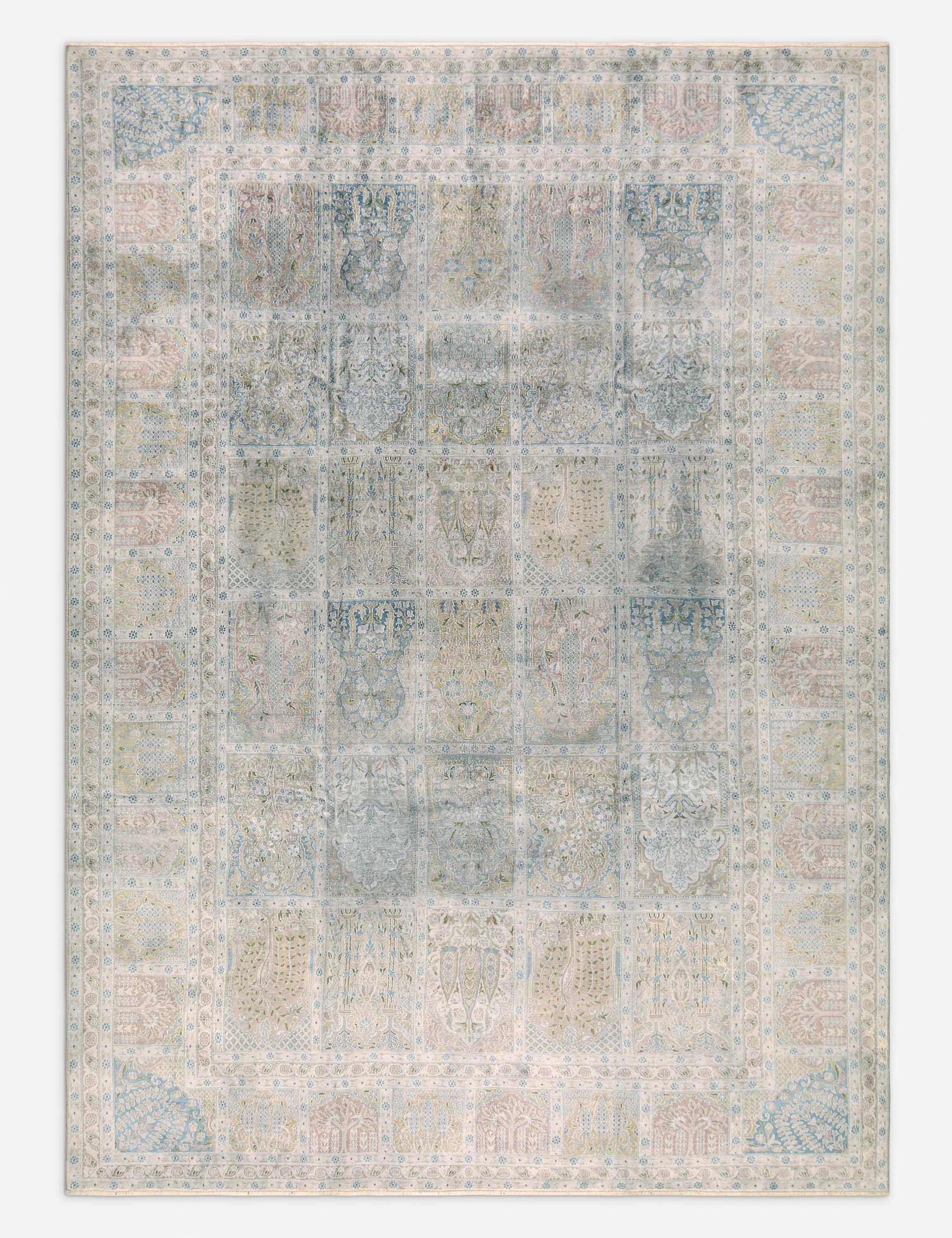 Vintage Turkish Hand-Knotted Wool Rug No. 411, 7'10" x 11'modern color block patchwork rug