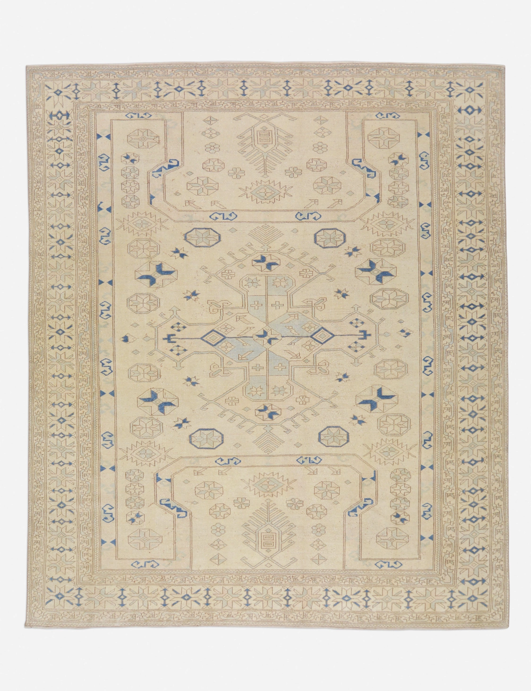 Vintage Turkish Hand-Knotted Wool Rug No. 413, 7'9" x 9'3modern color block patchwork rug