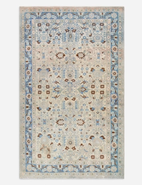 Vintage Turkish Hand-Knotted Wool Rug No. 427, 4'3" x 6'8"modern color block patchwork rug