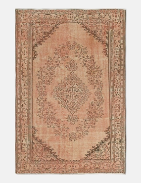Vintage Turkish Hand-Knotted Wool Rug No. 442, 6' x 9'2"modern color block patchwork rug