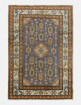 Vintage Turkish Hand-Knotted Wool Rug No. 461, 3'4" x 4'7"modern color block patchwork rug