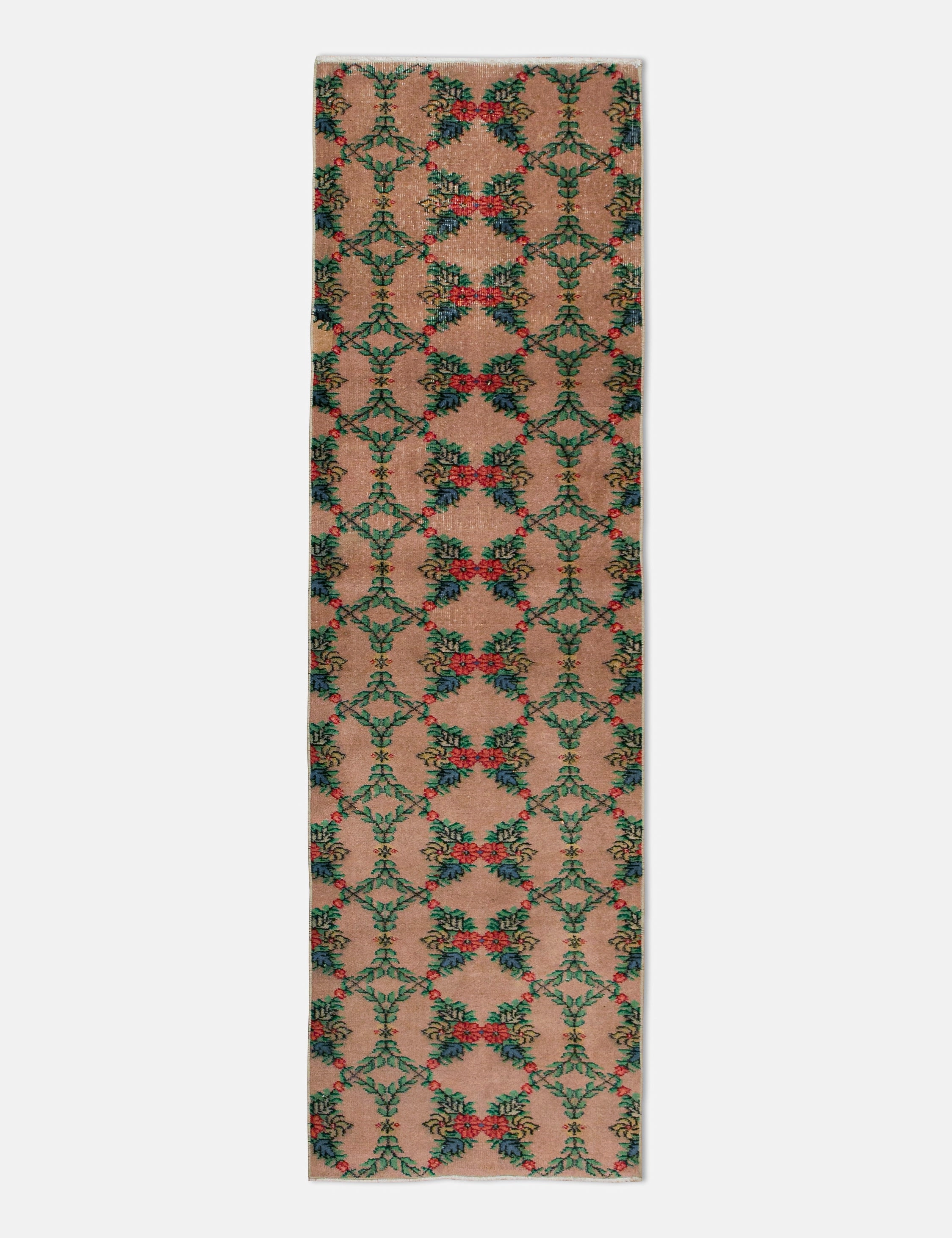 Vintage Turkish Hand-Knotted Wool Runner Rug No. 238, 2'5" x 8'8"modern color block patchwork rug