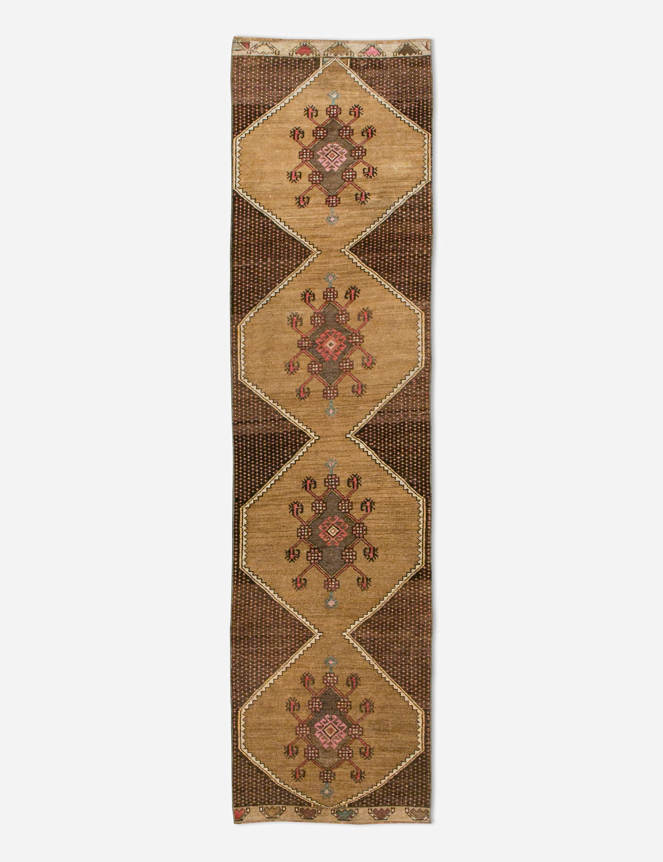 Vintage Turkish Hand-Knotted Wool Runner Rug No. 239, 2'10" x 12'2"modern color block patchwork rug