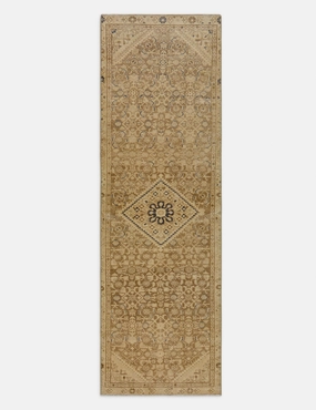 Vintage Turkish Hand-Knotted Wool Runner Rug No. 248, 3' x 9'6"modern color block patchwork rug