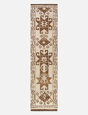 Vintage Turkish Hand-Knotted Wool Runner Rug No. 250, 2'8" x 10'7"modern color block patchwork rug