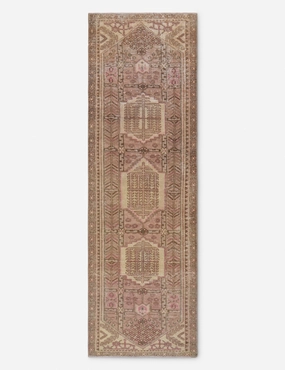 Vintage Turkish Hand-Knotted Wool Runner Rug No. 255, 3'2" x 9'10"modern color block patchwork rug