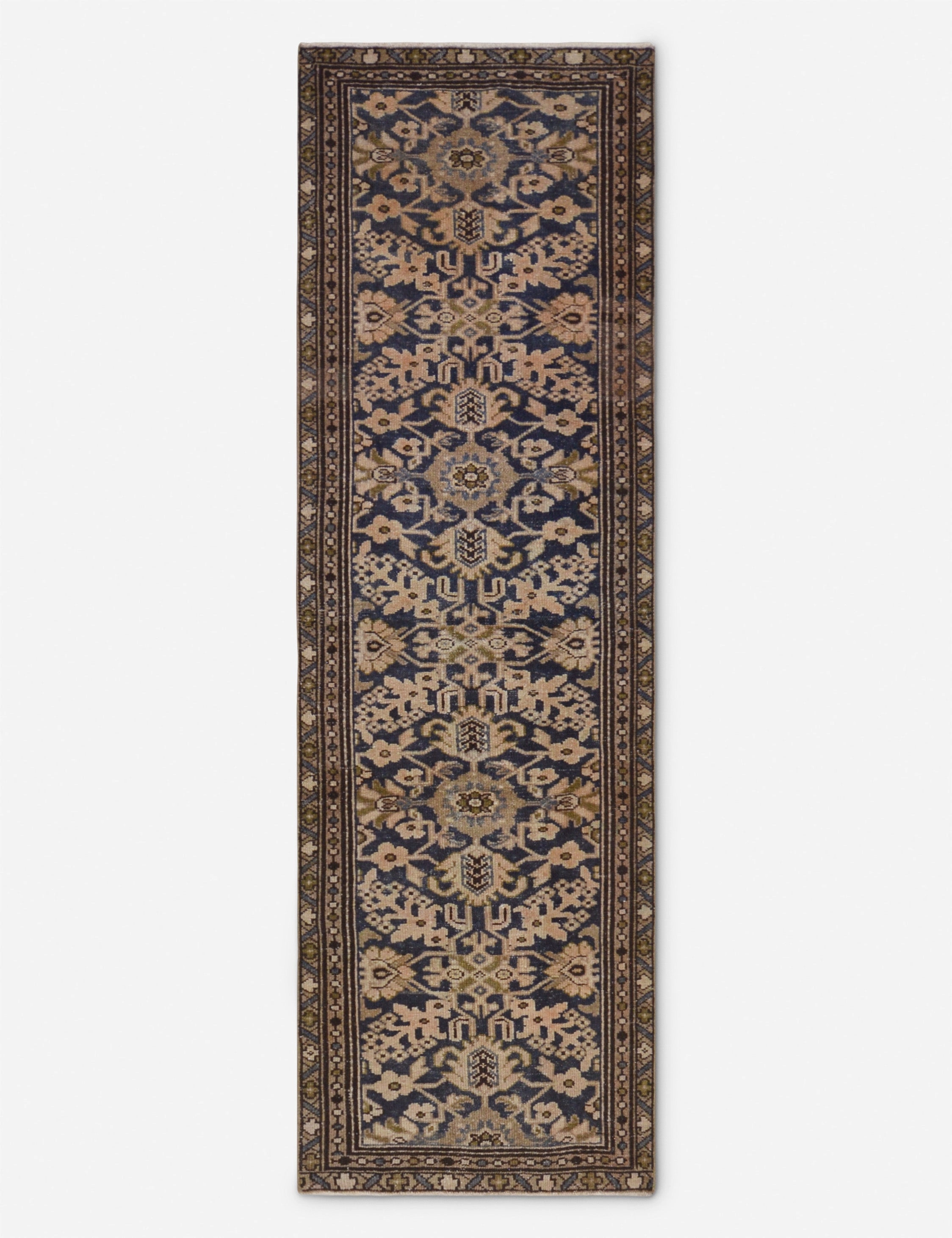 Vintage Turkish Hand-Knotted Wool Runner Rug No. 260, 2'10" x 9'3"modern color block patchwork rug