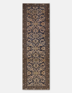 Vintage Turkish Hand-Knotted Wool Runner Rug No. 260, 2'10" x 9'3"modern color block patchwork rug