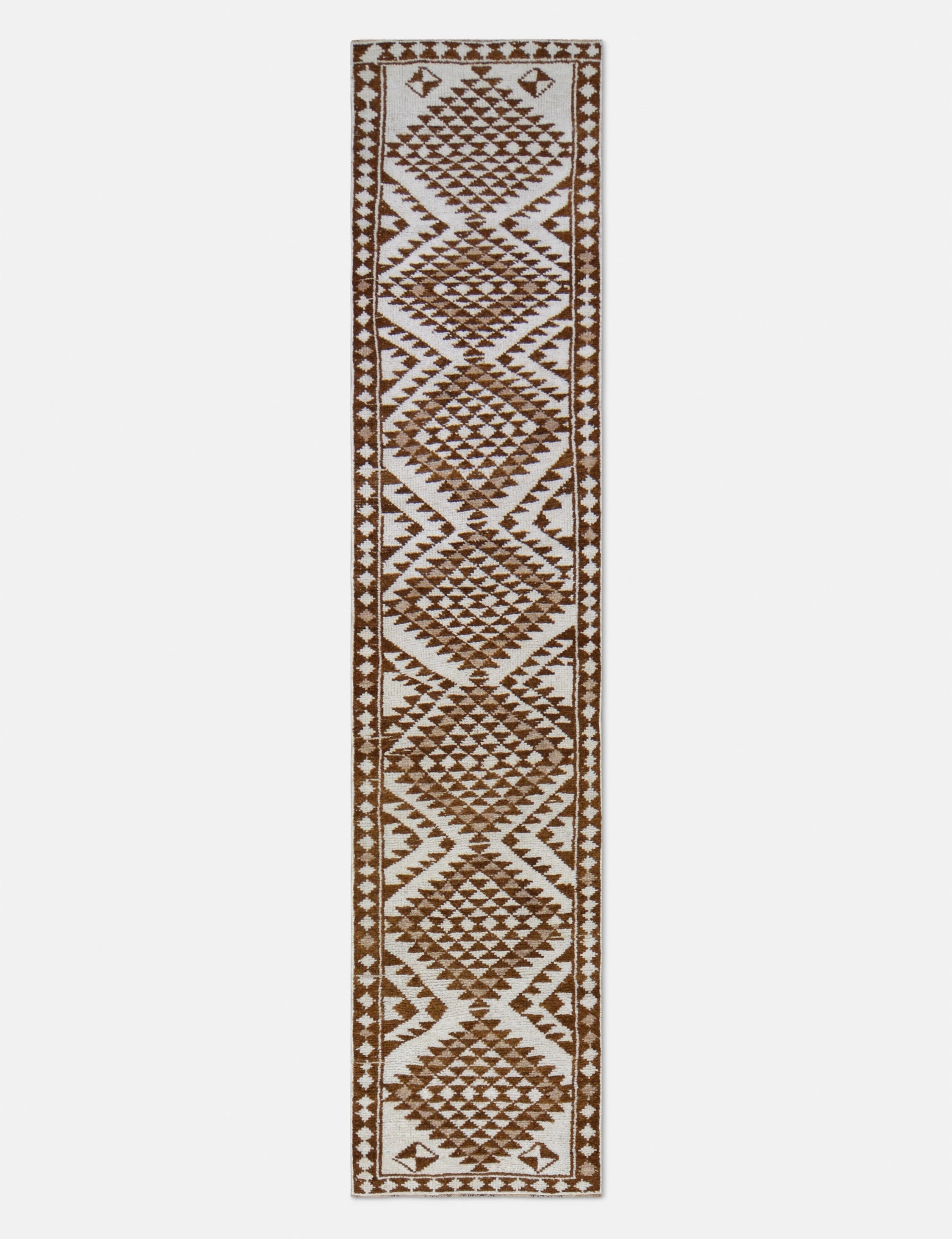 Vintage Turkish Hand-Knotted Wool Runner Rug No. 269, 2'7" x 11'8"modern color block patchwork rug