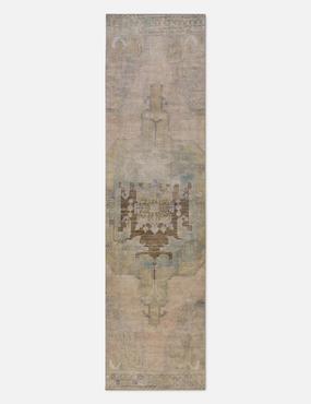 Vintage Turkish Hand-Knotted Wool Runner Rug No. 273, 3'1" x 11'5"modern color block patchwork rug