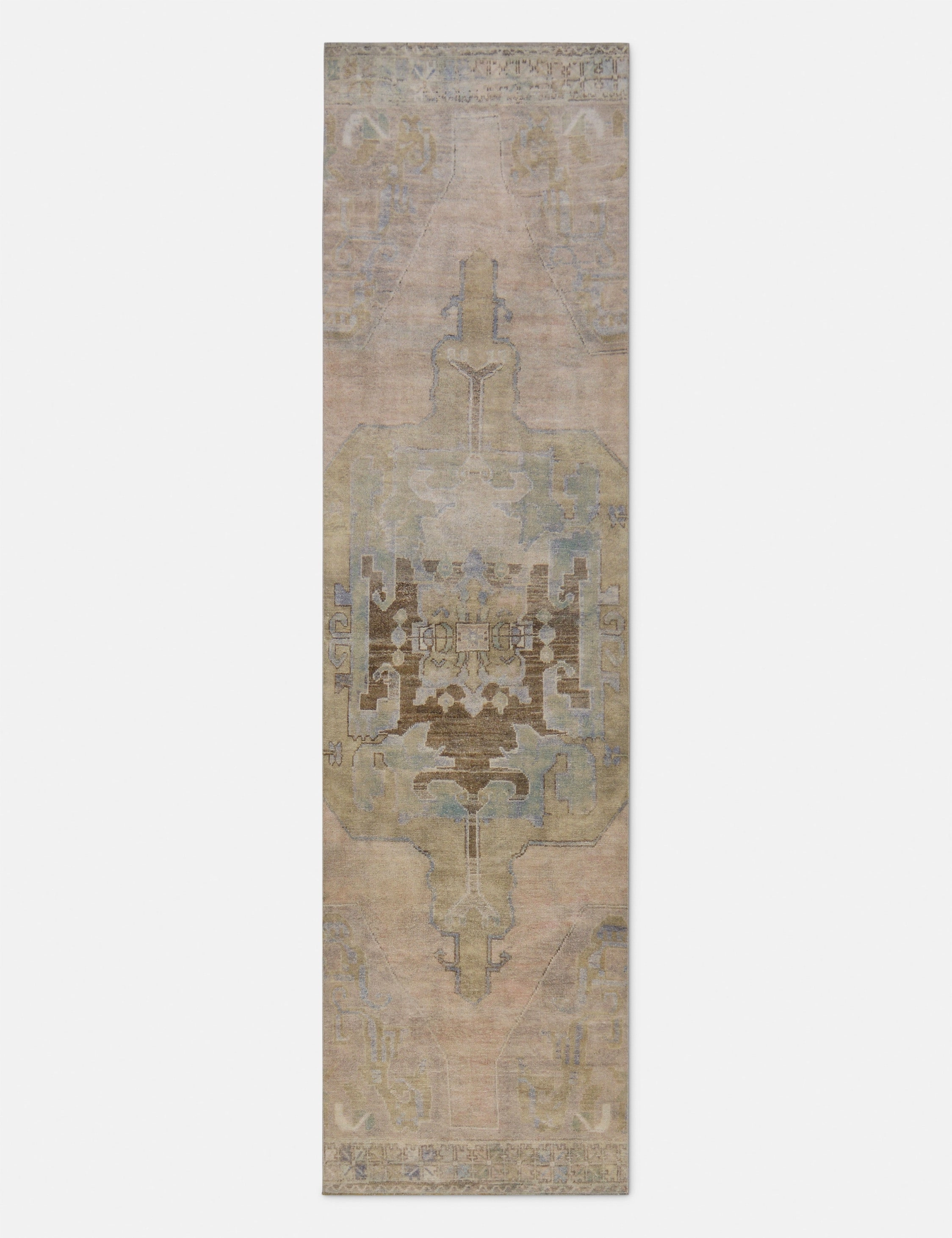 Vintage Turkish Hand-Knotted Wool Runner Rug No. 273, 3'1" x 11'5"modern color block patchwork rug