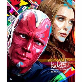 Vision & Scarlet Witch Marvel Pop Art Poster Wall Decoration Drawing Marvelmodern abstract painting decor