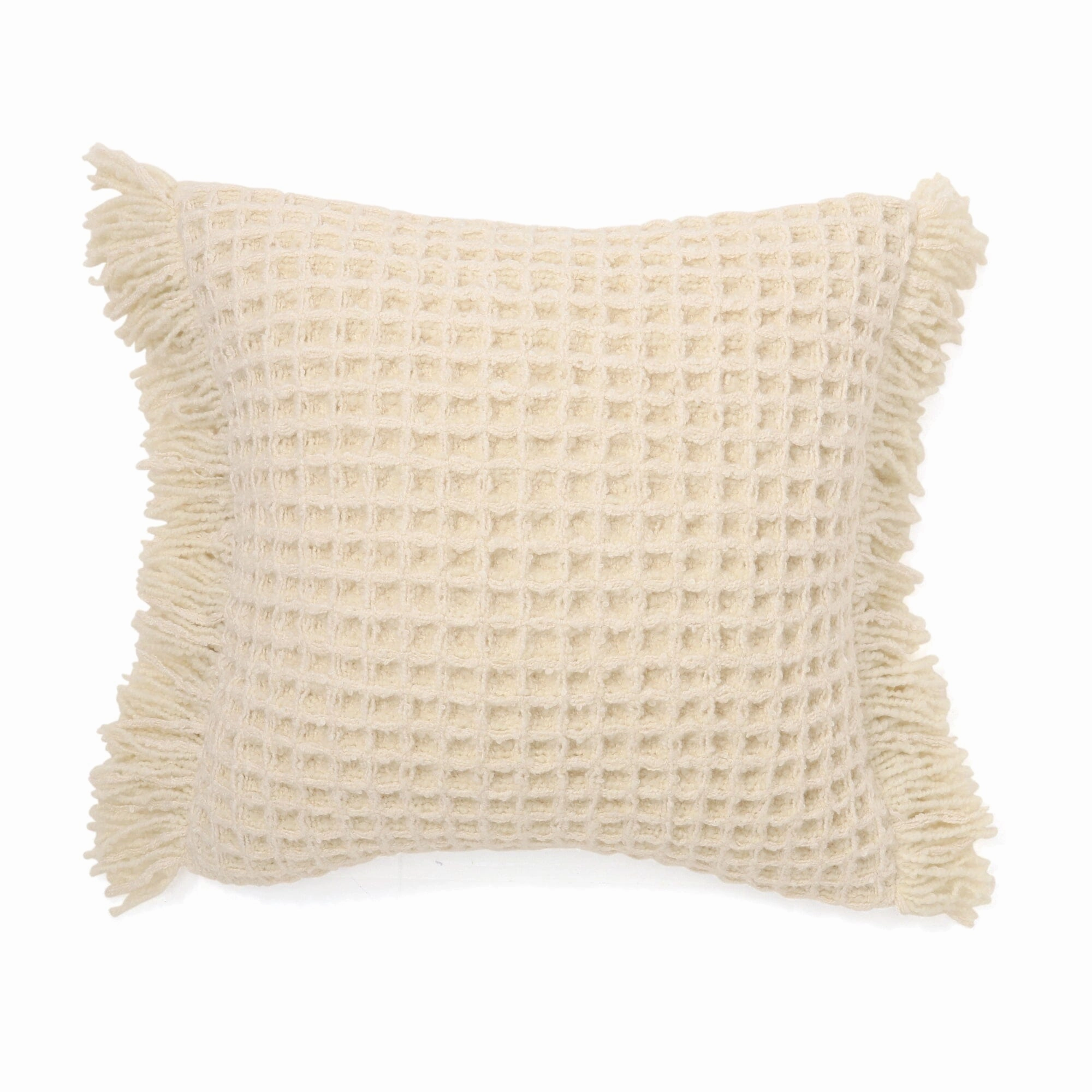 Waffle fringe cushion cover 450 x 450 ivorybedding sets ,throw blankets 