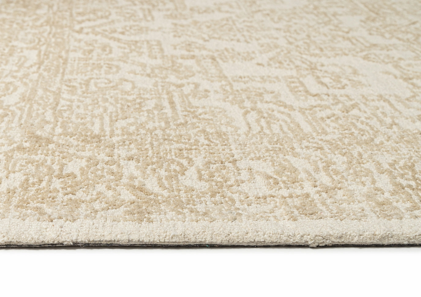 Waleska Ivory Taupe Medallion Tufted Wool Rug