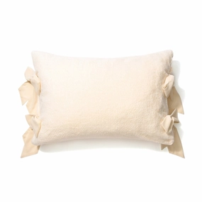 WARMY Furry Ribbon Pillow Case 700 x 500 Ivorybedding sets ,throw blankets 