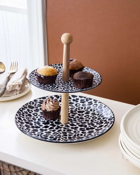 Wavy Leopard 2-Tier Cake Standmodern kitchen decor ,kitchen dinner set ,dinnerware 