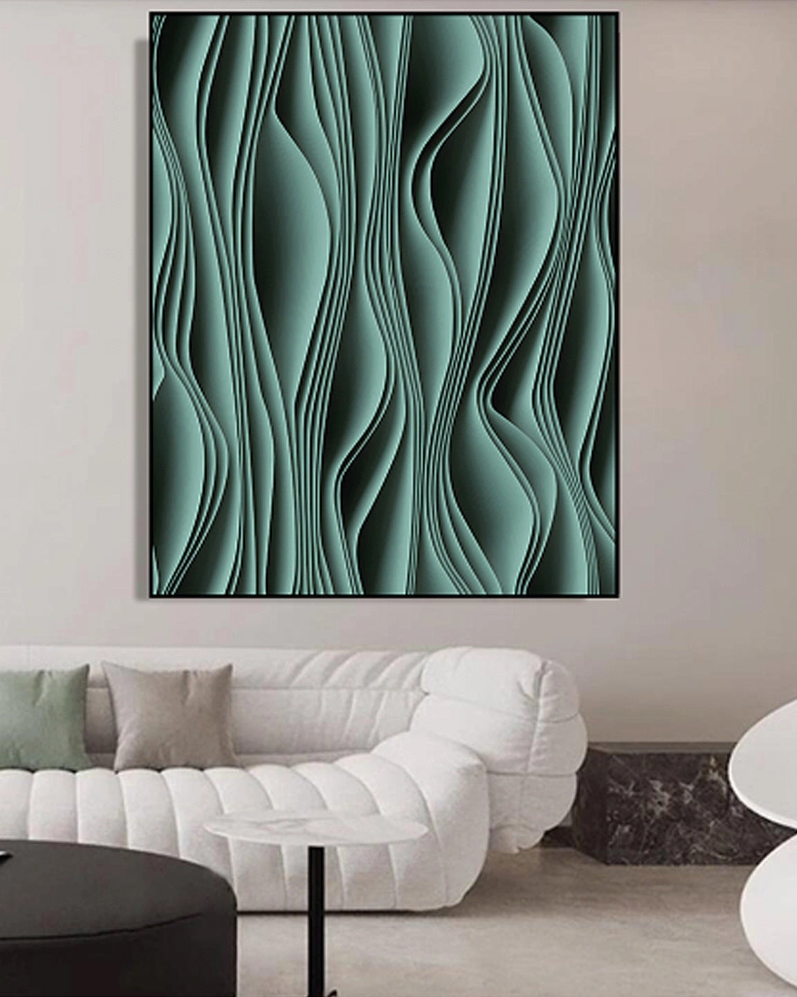 Whispers of Form 3D Abstract Oil Painting - Greennordic style wall decor