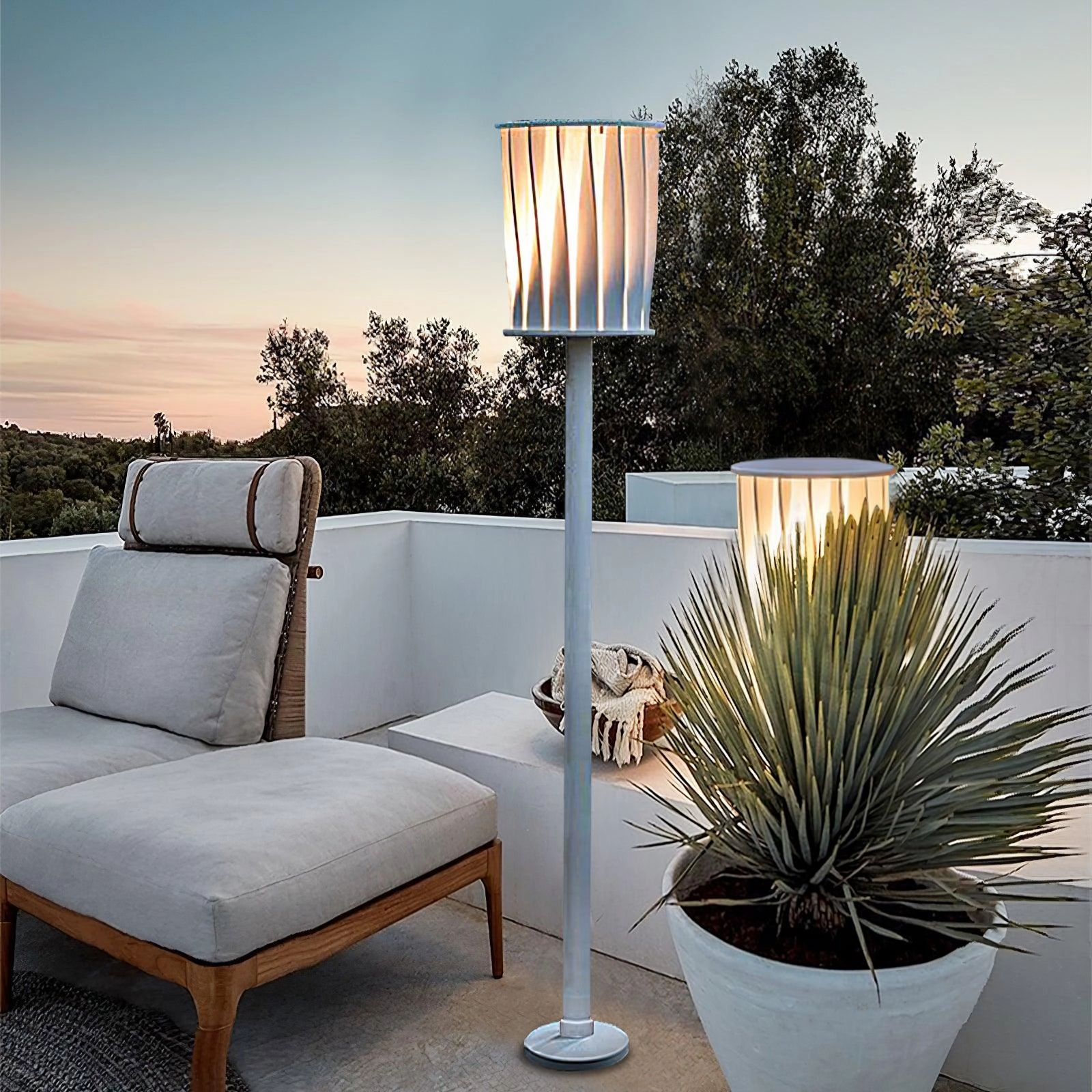 White Column Outdoor Light