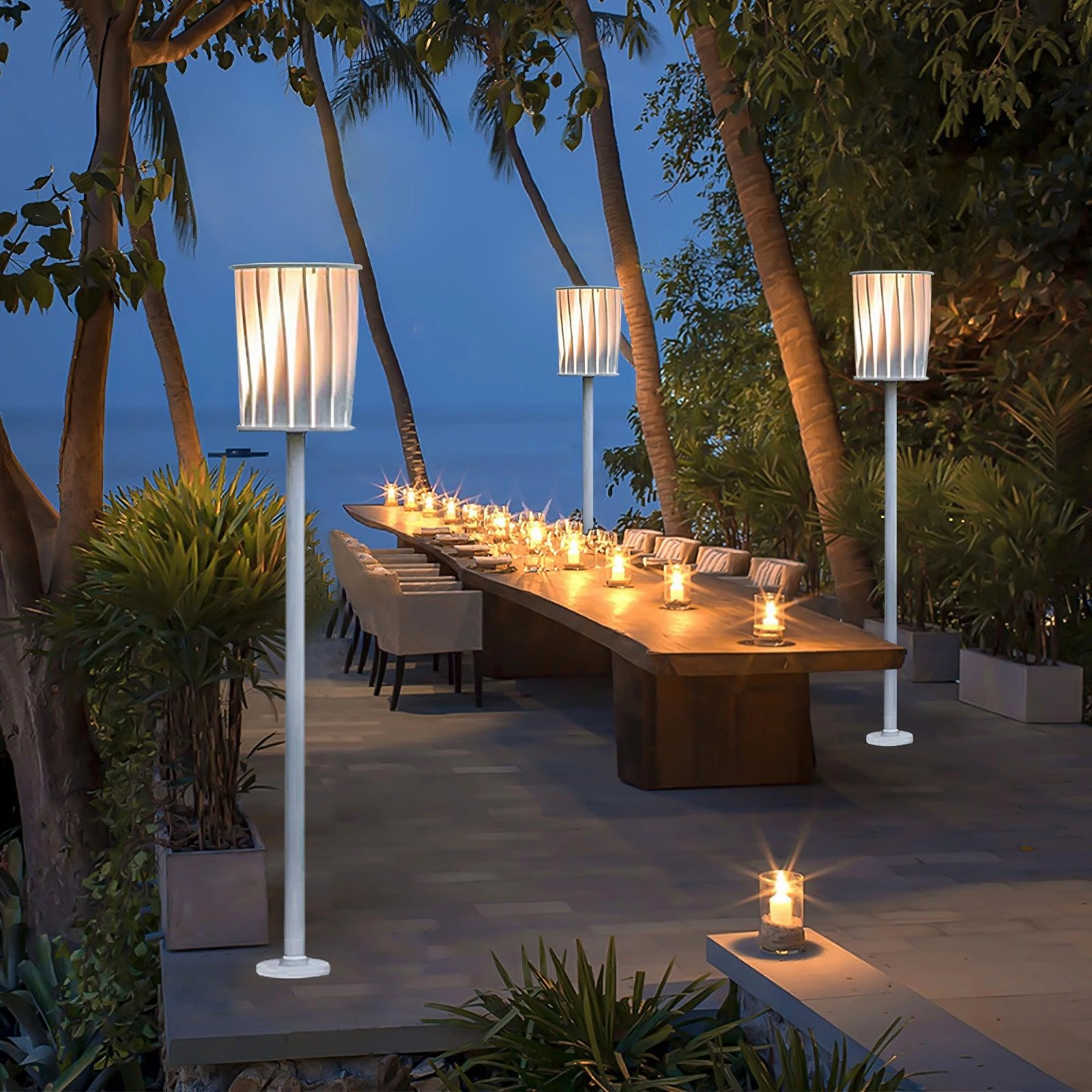 White Column Outdoor Light