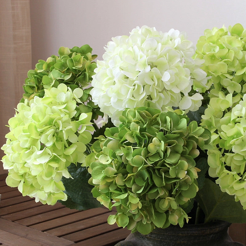 White Hydrangea Silk Flowers Stem