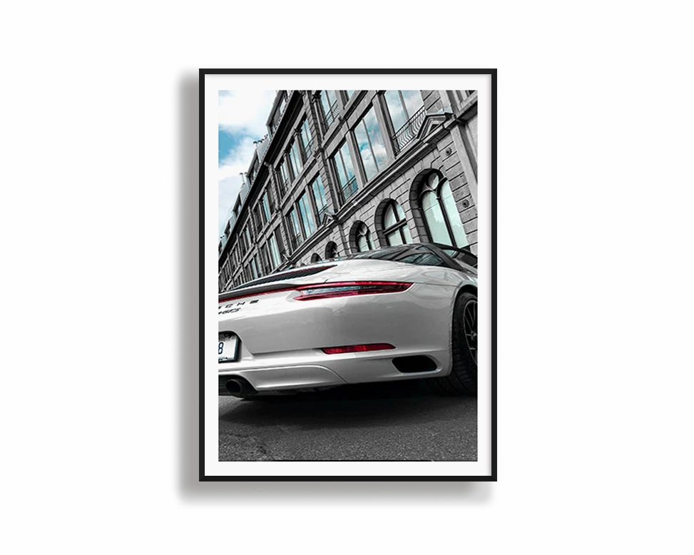 White Porsche Carrera 4 GTSnordic style wall decor