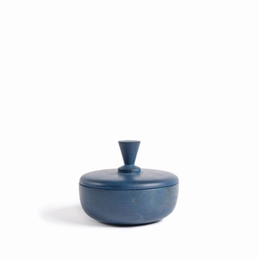 Wide Container with Triangle Lid in Denimnordic minimalist vase